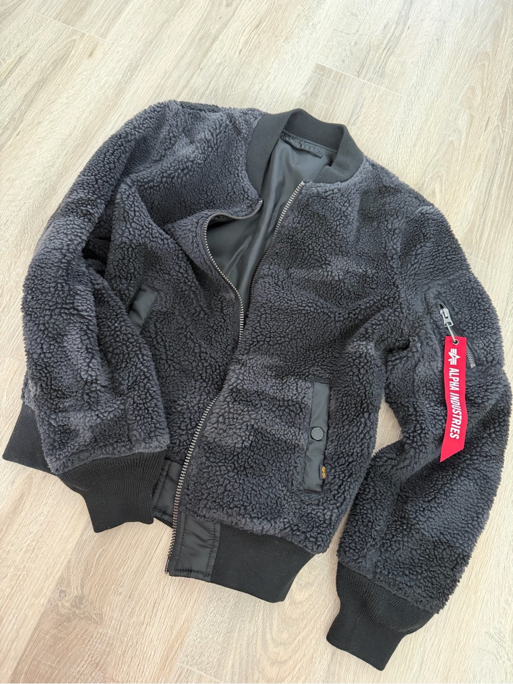 Reversible Alpha Industries Black Sherpa Bomber Jacket